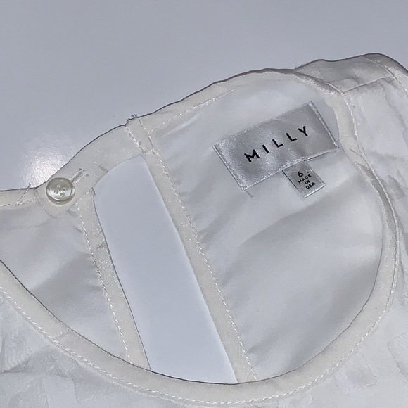 Milly Ivory Square Eyelet Ruffle Cocktail and Party Tunic Dress size 6 - Picture 12 of 15